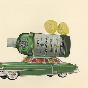 Preferred summer beverage of the tanager.  Limited edition print by Vivienne Strauss.
