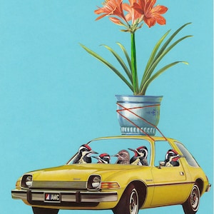 Sarsaparilla swilling sapsuckers on a Sunday drive. Limited edition print by Vivienne Strauss.