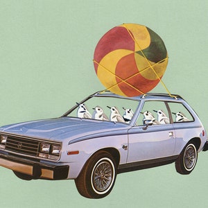 Plovers- bound for the beach. Limited edition collage print by Vivienne Strauss.