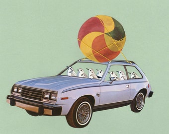 Plovers- bound for the beach. Limited edition collage print by Vivienne Strauss.