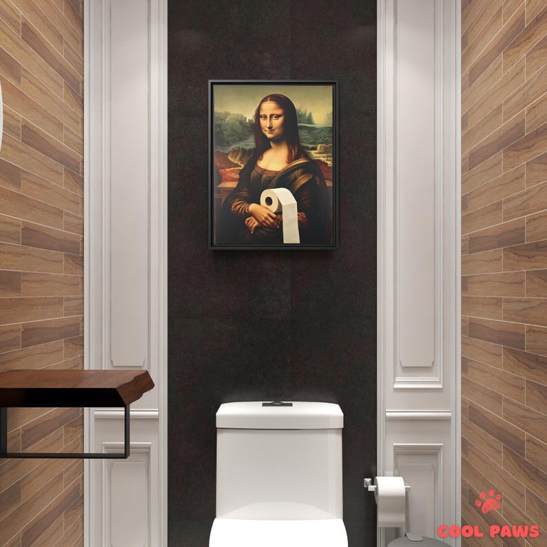 Funny Mona Lisa Bathroom Art Print - Funny Toilet Paper Wall Print ...