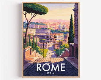 Rome Italy Travel Art Print, Ancient Colosseum Canvas Painting, Vintage European Wall Decor, Living Room Hanging Poster, New Home Gift
