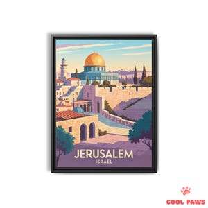 Jerusalem Travel Art Print - Dome of the Rock Middle Eastern Wall Art - Vintage Wall Decor - Ready to Hang Home Decor