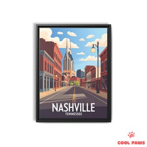 Nashville Travel Art Print - Broadway Tennessee Wall Art - Vintage Wall Decor - Ready to Hang Home Decor