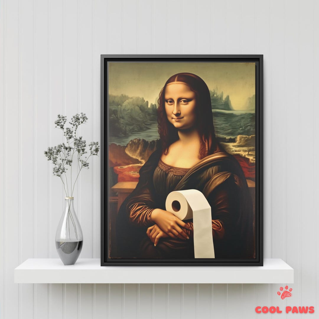 Funny Mona Lisa Bathroom Art Print - Funny Toilet Paper Wall Print ...