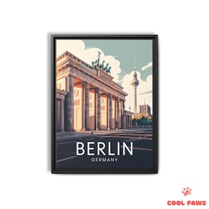 Berlin Travel Art Print - German Brandenburg Gate Wall Art - Vintage Wall Decor - Ready to Hang Home Decor