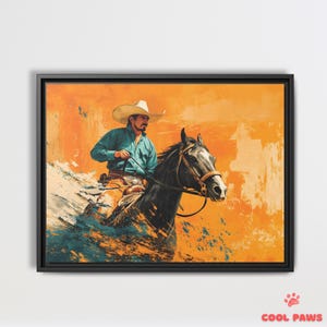 Mexican Charro (Horseman) Riding a Horse During a Rodeo Event Art Print - Mexican Folk Art Wall Decor - Ready to Hang Home Decor