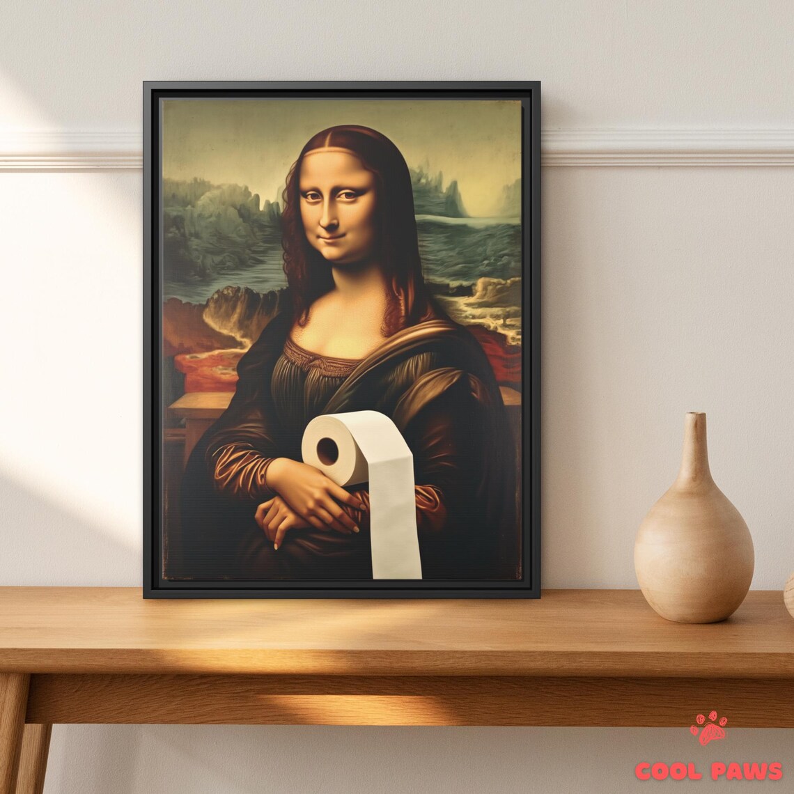 Funny Mona Lisa Bathroom Art Print - Funny Toilet Paper Wall Print ...