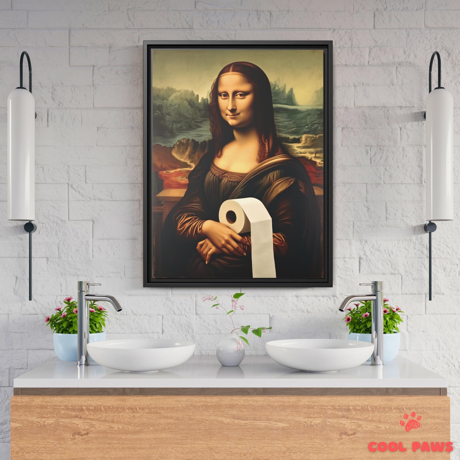 Funny Mona Lisa Bathroom Art Print - Funny Toilet Paper Wall Print ...