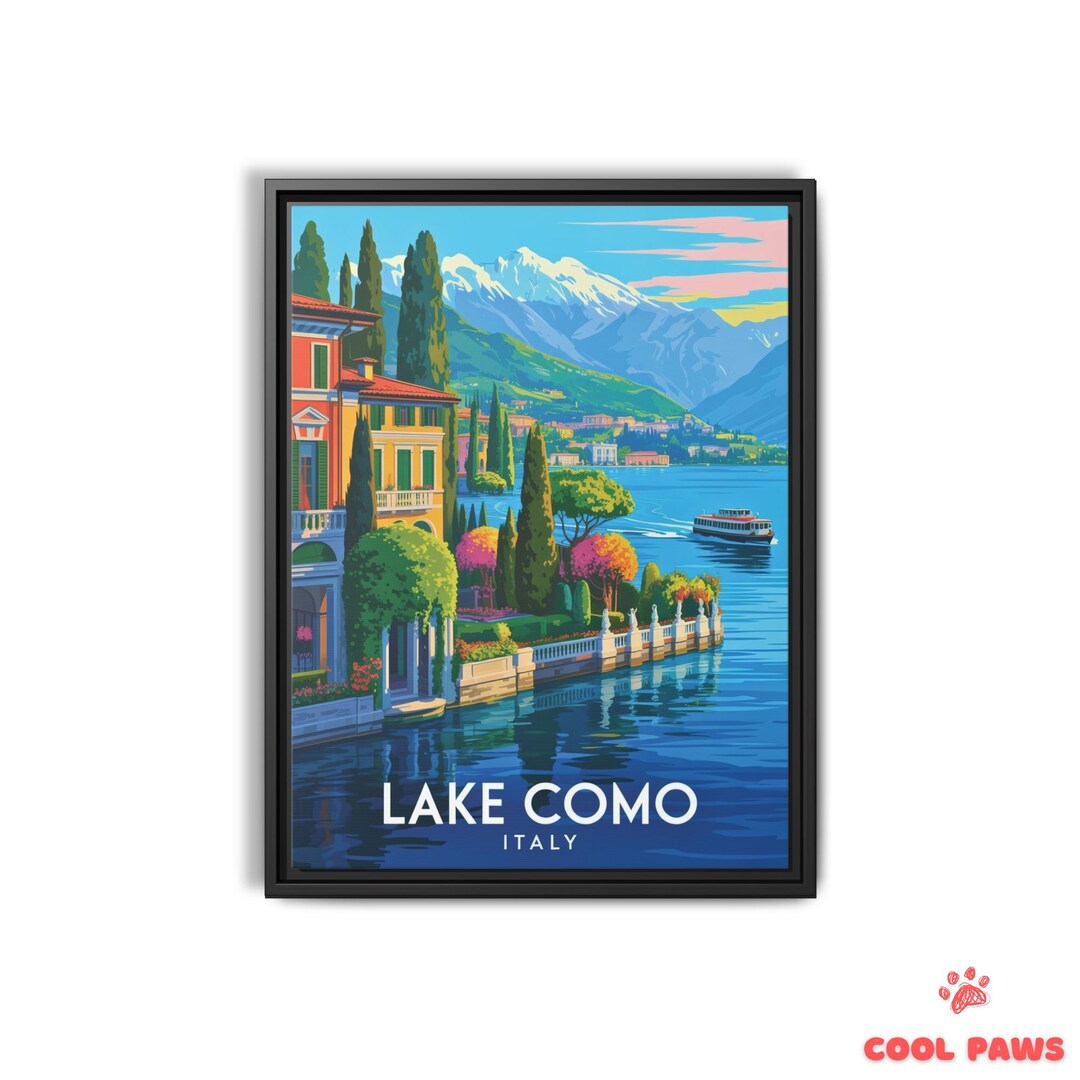 Lake Como Travel Art Print - Italian Villas Wall Art - Vintage Wall ...