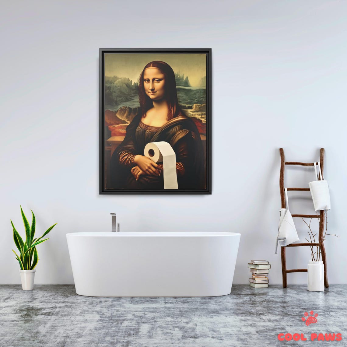 Funny Mona Lisa Bathroom Art Print - Funny Toilet Paper Wall Print ...