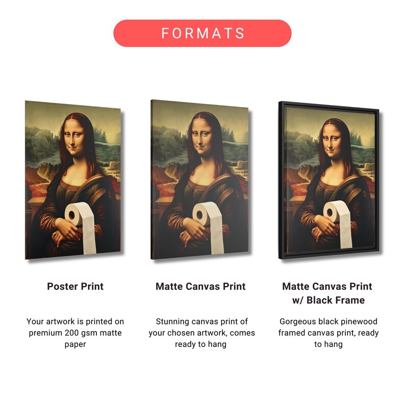 Funny Mona Lisa Bathroom Art Print - Funny Toilet Paper Wall Print ...