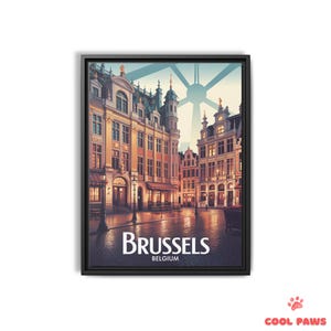 Brussels Travel Art Print - Belgian Grand Place Wall Art - Vintage Wall Decor - Ready to Hang Home Decor
