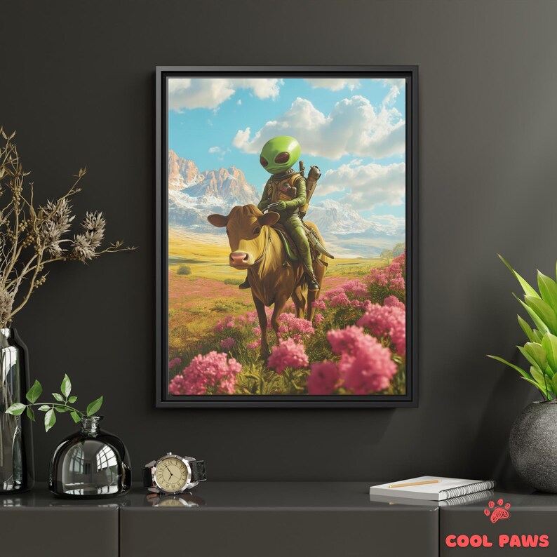 Alien Cowboy Art Print - Sci-fi Wall Art - Ready to Hang Surreal Home ...