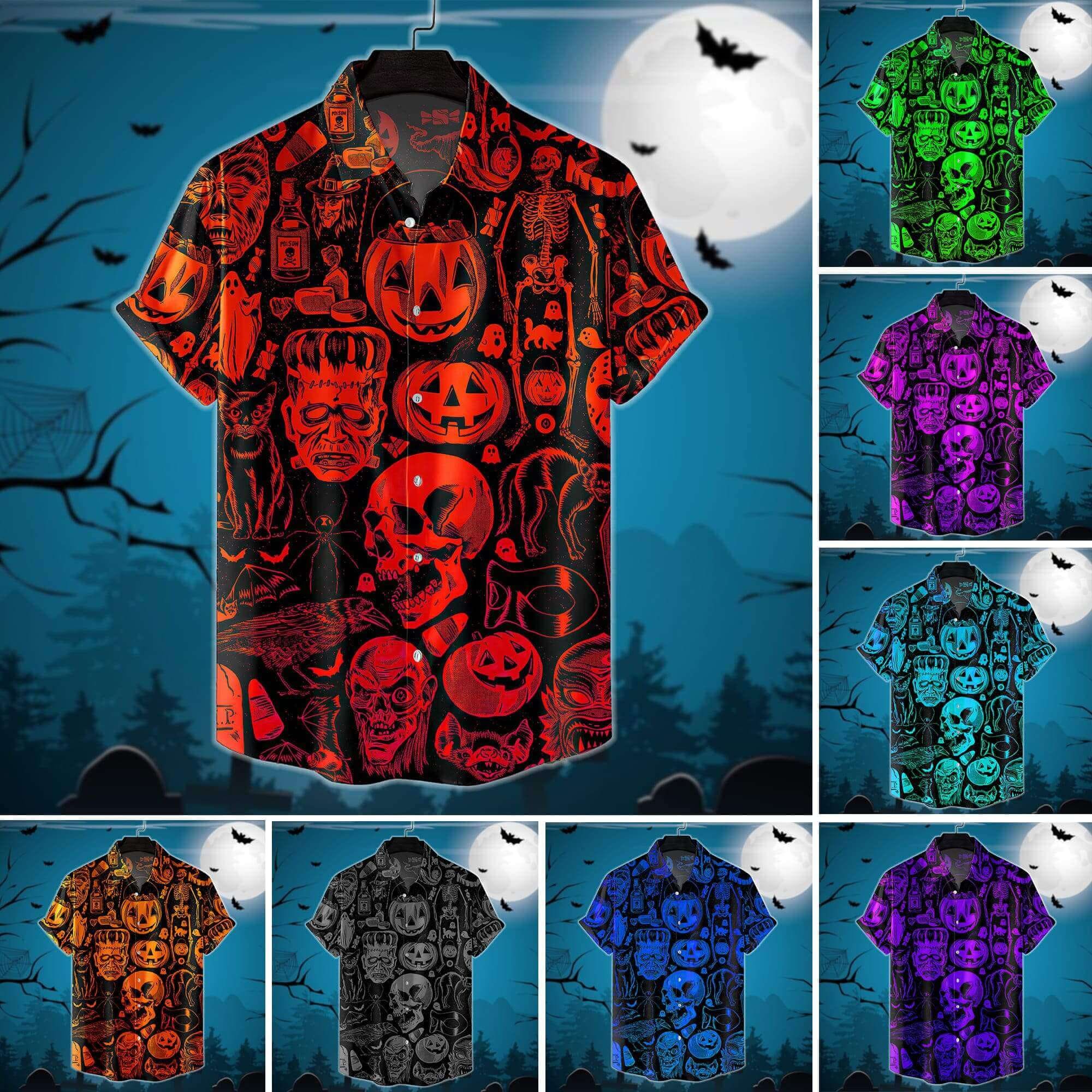 Halloween Hawaii Shirt Hawaiian Shirt Shortsleeve Skull Etsy