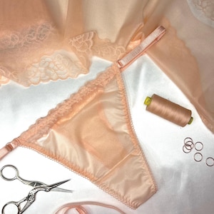sexy hot lingerie tumblr Passion Silk and Lace Tanga in Peach-Orange – PeachPeach main image 0