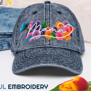 Gorra Bordada para Mamá - Estilo Vintage, Bonito Bordado de Colores, Cierre de Hebilla Ajustable, Regalo Especial para Ella