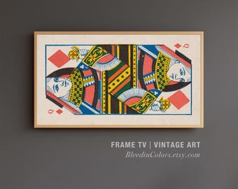 Vintage Playing Card Samsung Frame TV Art Download | Queen of Diamonds Artwork