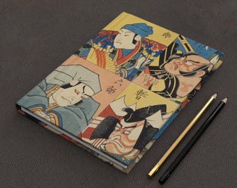 Vintage Japanese Artwork Hardcover Lined Journal Notebook Utagawa Kunisada