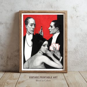Vintage Illustration Kunstdruck Poster | Druckbare Kunst Karte Spielen | Digital restaurierte herunterladbare Kunstwerk | Mehrere Größen