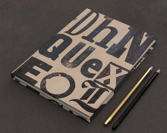 Vintage Letterpress Typography Artwork Hardcover Lined Journal Notebook