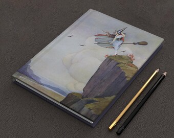 Witch Illustration Vintage Artwork Hardcover Lined Journal Notebook