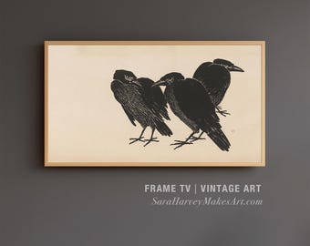 Halloween Samsung Frame TV Art Download | Vintage Crow Artwork