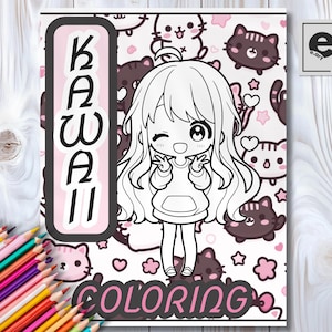 Kawaii Chibi Girl Coloring Book – 15 Cute Chibi Coloring Pages for Kids, Printable Kawaii Art, Gift for Girls 4+