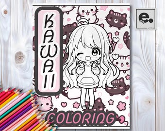 Kawaii Chibi Girl Coloring Book – 15 Cute Chibi Coloring Pages for Kids, Printable Kawaii Art, Gift for Girls 4+