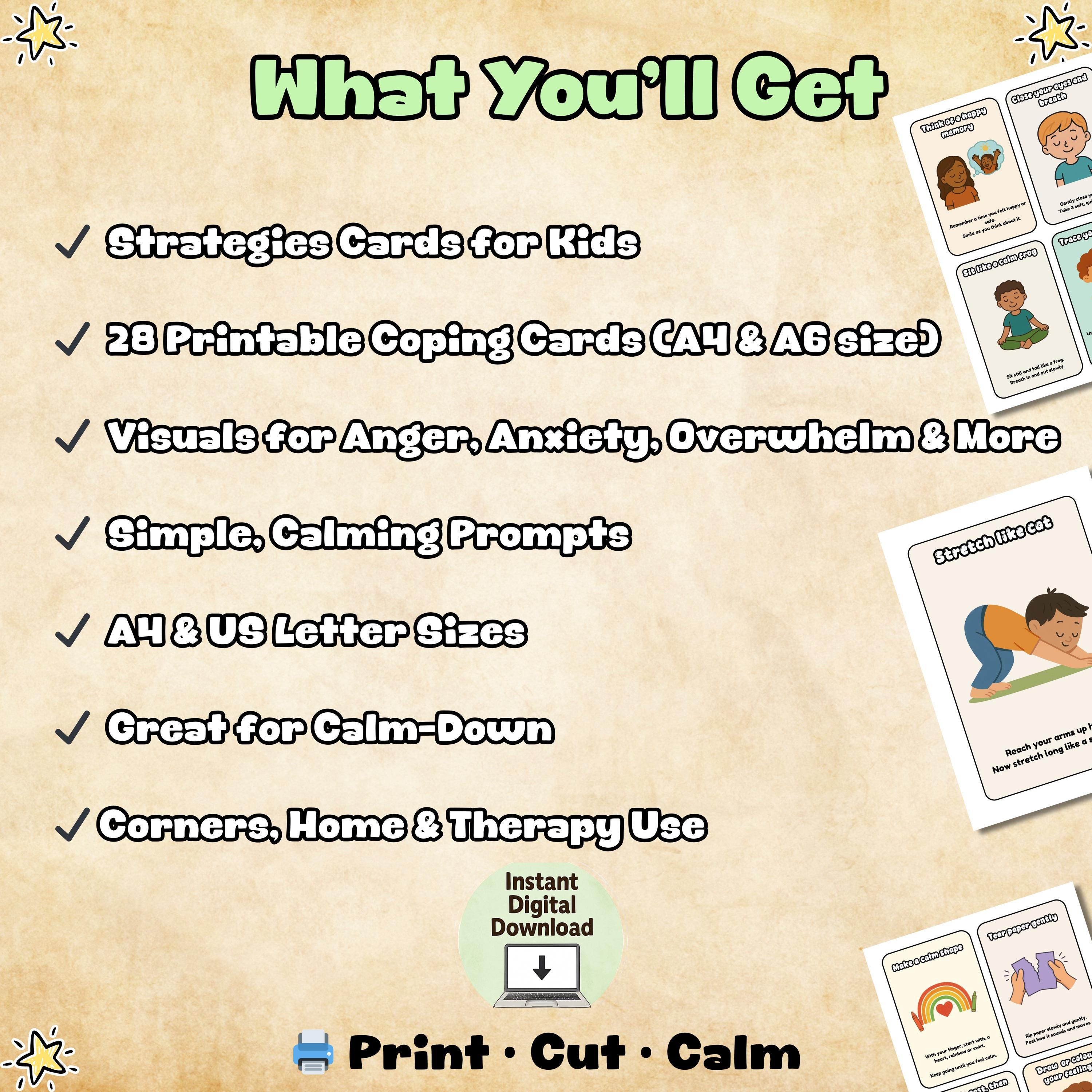 Anger Coping Skills Cards for Kids | Printable Calm Down Strategies for ...