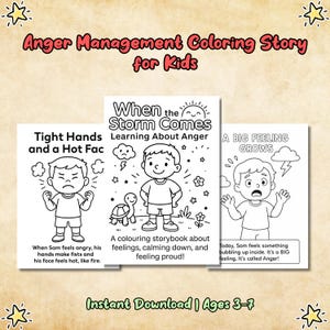 Anger Management Coloring Story for Kids – Anger Coping Skills, Self Regulation, Anger Therapy Tools, Calm Down Activities, Ages 3–8