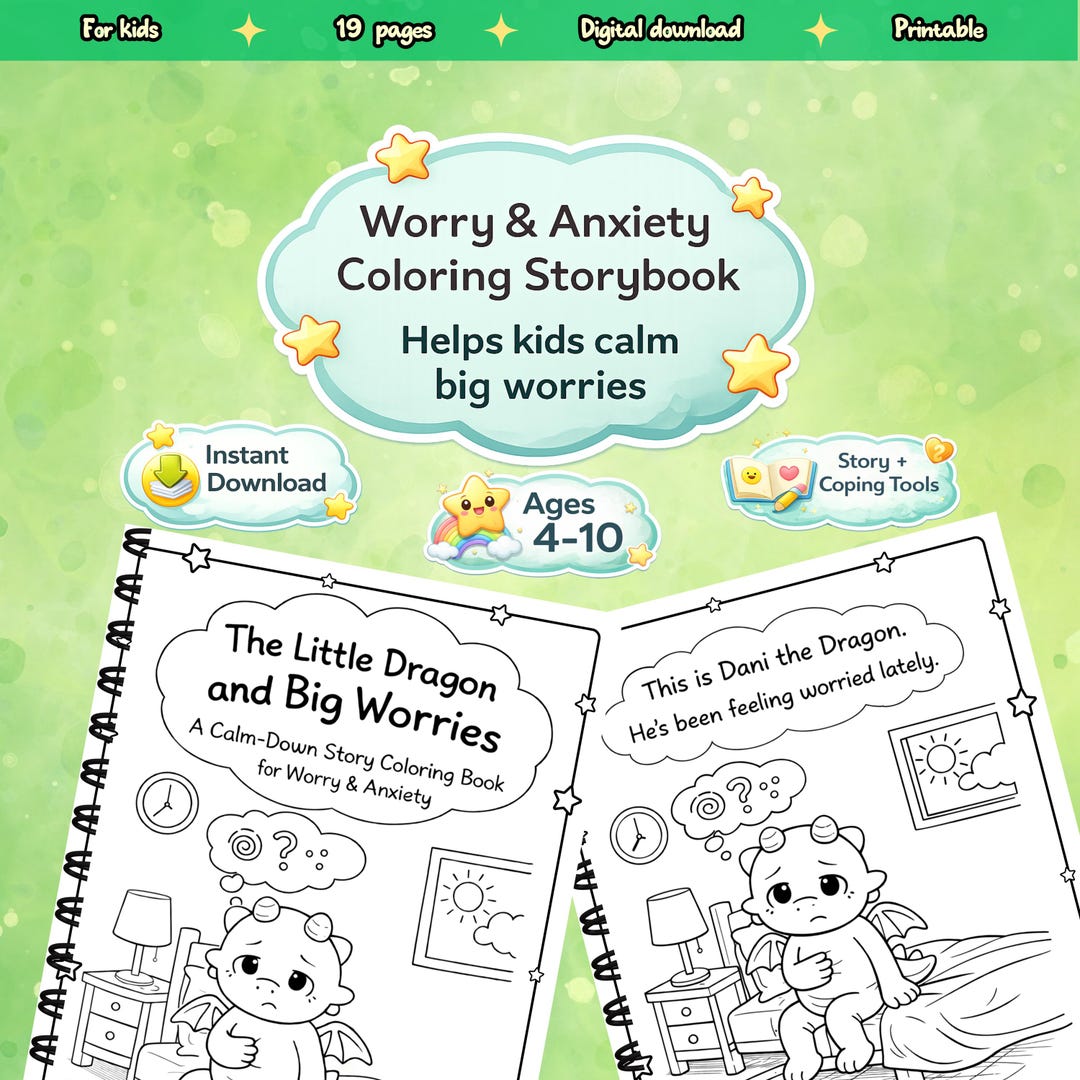 Anxiety Coloring Book for Kids | Bedtime & School Worries Calm-down ...