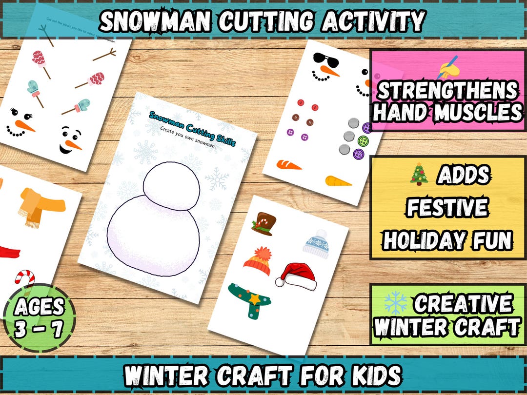 Snowman Cutting Craft for Kids | Winter Fine Motor Skills Activity ...