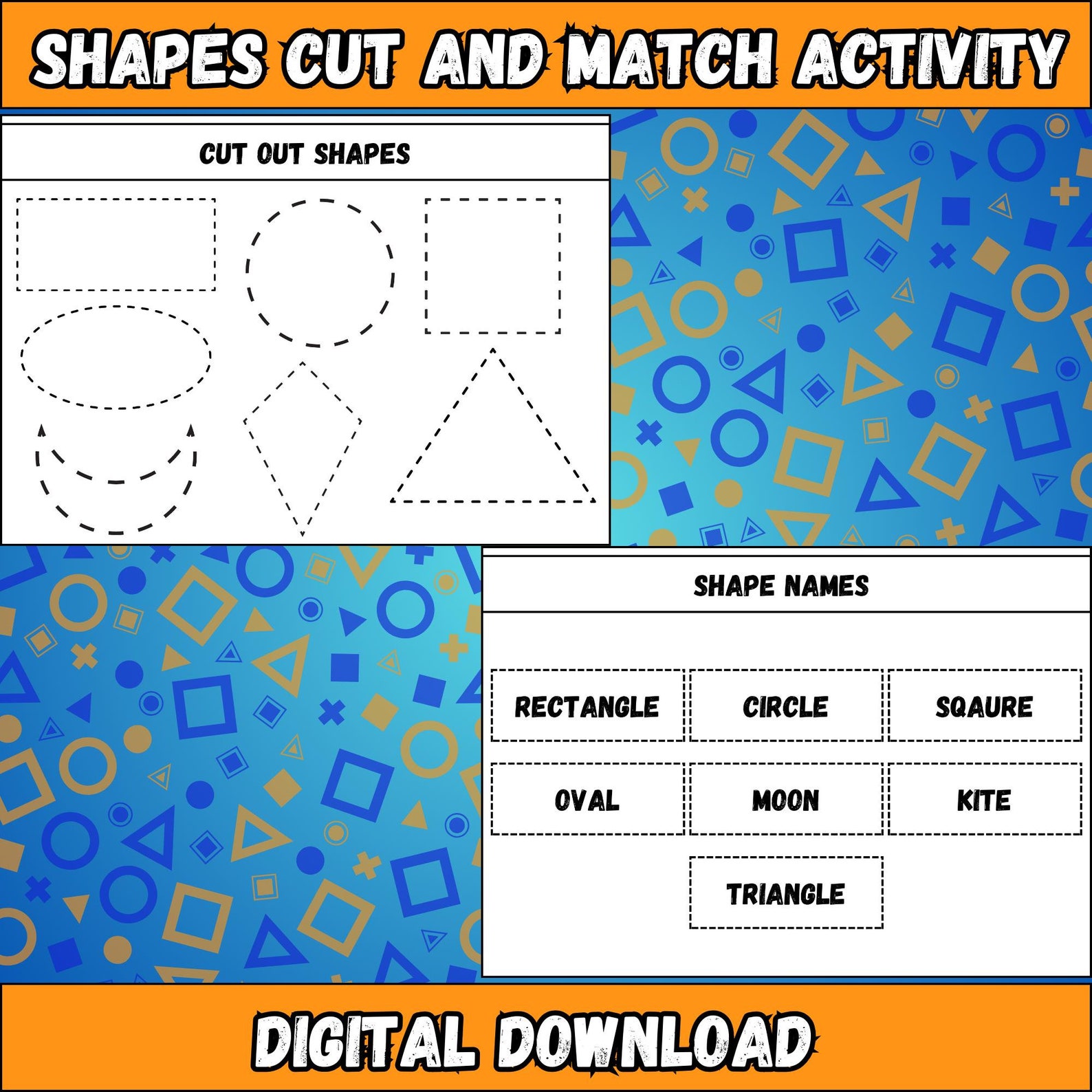 Cut and Match Shape Activity for Preschoolers - Etsy