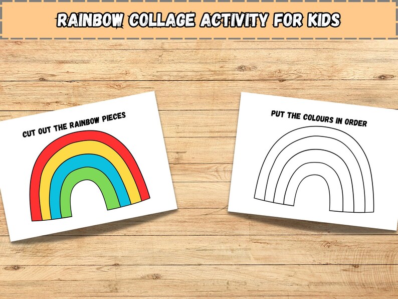 Rainbow Collage Activity for Kids Printable Color Sorting and Fine ...
