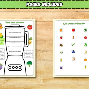 Rainbow Smoothie Sorting Activity for Kids Fun Cut & Paste for Healthy ...