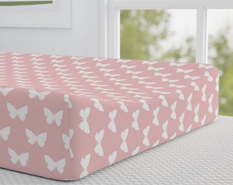 Pink Baby Changing Pad Cover Butterfly, Baby Shower Gift for Girls