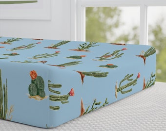 Baby Changing Pad Cover Cactus and Birds, Baby Shower Gift for Boys