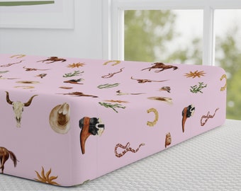 Baby Girl Changing Pad Cover With Horses, Baby Shower Gift for Girls