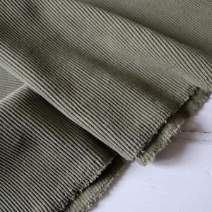 Olive Ribbed Jersey Fabric | Medium Weight Knit for Sweaters, Jumpers & Cardigans | 150cm Wide