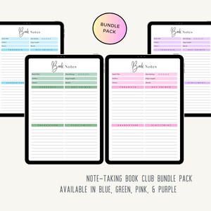 Digital Bundle Pack, Book Club Note-Taking, Book Journaling, Reading Note, Book Reading Journal, Book Lover, Printable, Instant Download