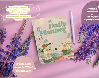 Planificador diario de hadas / Salud espiritual / Afirmaciones diarias / Amor propio / Manifiesto / Plan de vida de ensueño / Páginas de diario / Practica la gratitud