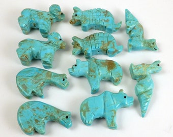 Beads Turquoise Bear Fetish Beads 18mm