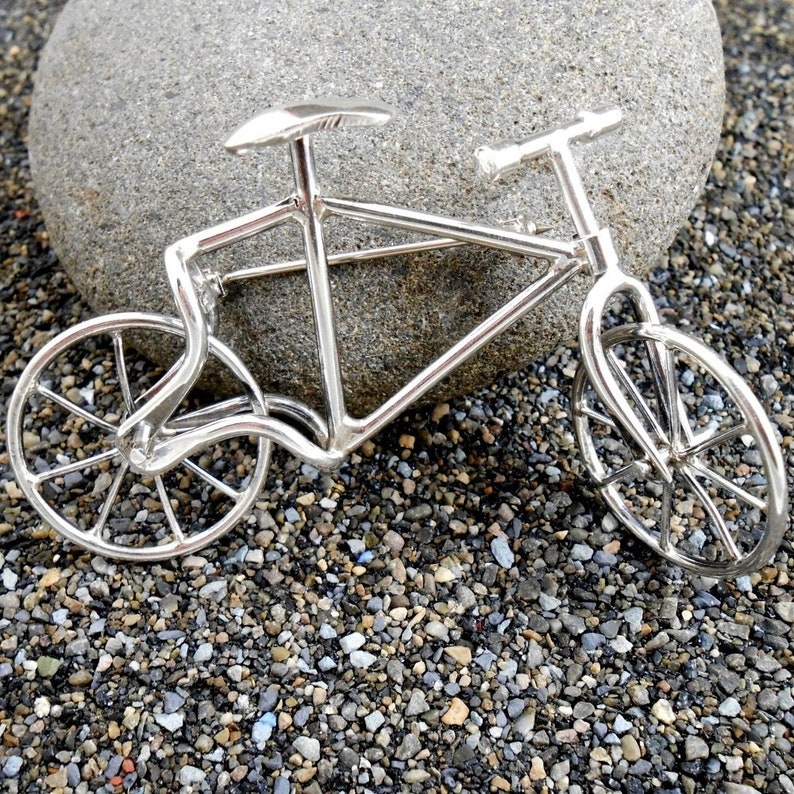 Vintage Sterling Bicycle Movable Bike Pin 3.25 inches Taxco Mexico