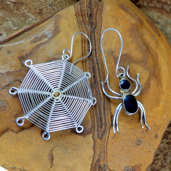 Spider and Web, Earrings, Costume, Mid Century Modern, Populuxe, Halloween, Spooky, Arachnophobia, Eek An Arachnid