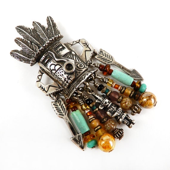 Vintage Native American Indian southwestern Kachina pendantcharm for necklace or bracelet sterling silver 925
