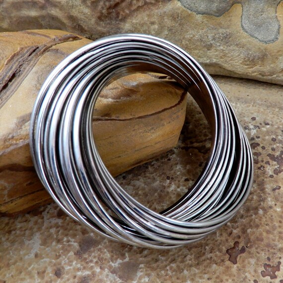 Multi Circle Bangle, Statement Bracelet, Kinetic,… - image 1