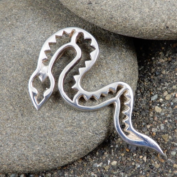 Rattle Snake Pin, Sterling, Diamond Back, Signed,… - image 1