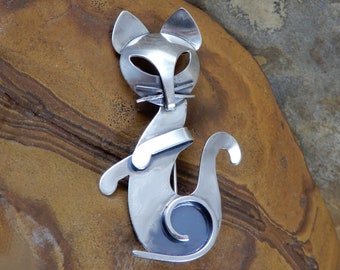 Cat Pin, Beau Sterling, Mid Century Modern, Mod Cat Brooch, MCM, Populuxe, Cat-i-tude, You Lookin at Me?, Cool Hip Alley Cat