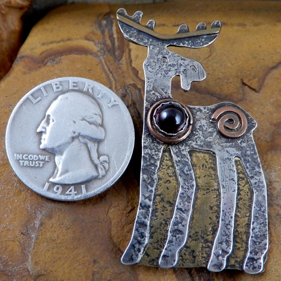 Moose Pin, Artist Made, Catherine McElroy, Woodsy… - image 10